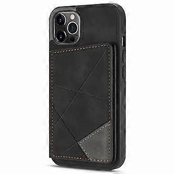 Case For Iphone 13 Black Line Side Sticker Double Buckle Card Holder Leather No2122