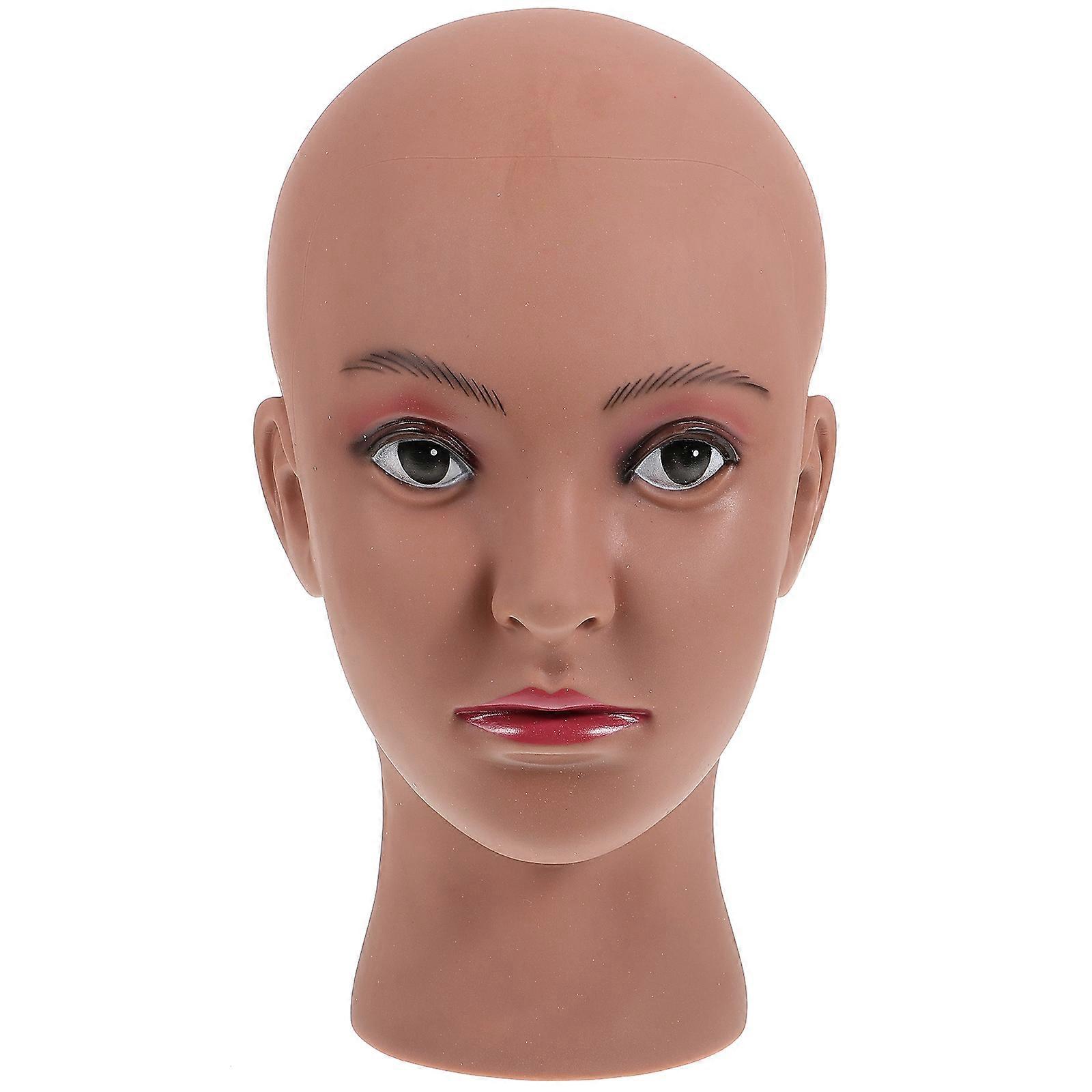 Wig Display Stand PVC Mannequin Head for Storage Coffee Color