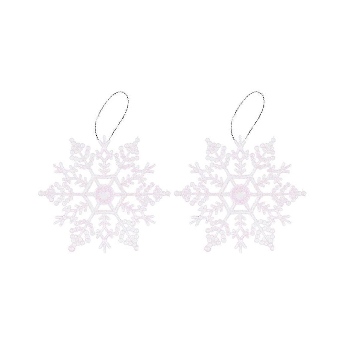 White Plastic Snowflake Decorations for Christmas Tree 12Pcs Hanging Set