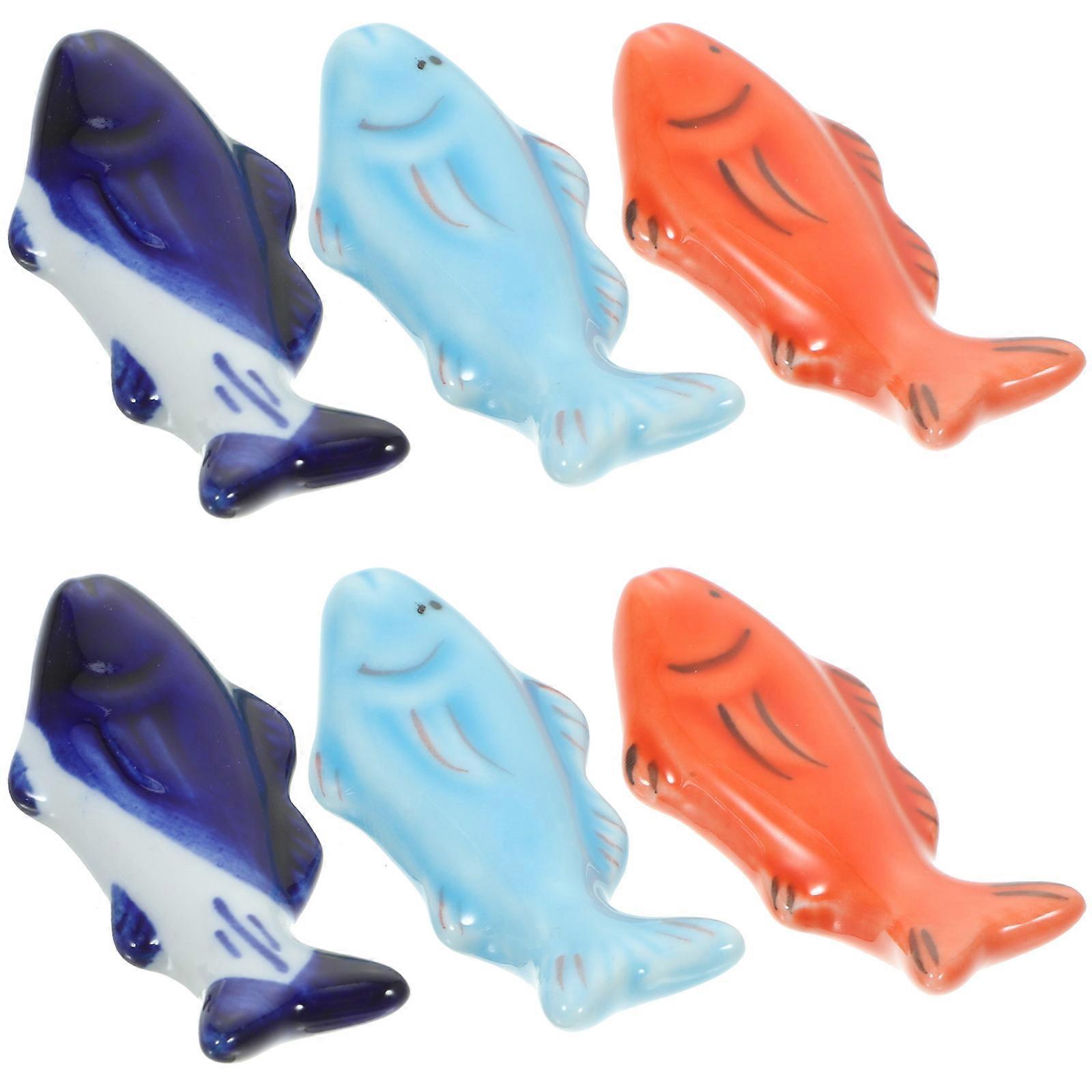 Fish Pattern Ceramic Chopstick Rest for Holding Chopsticks 12Pcs