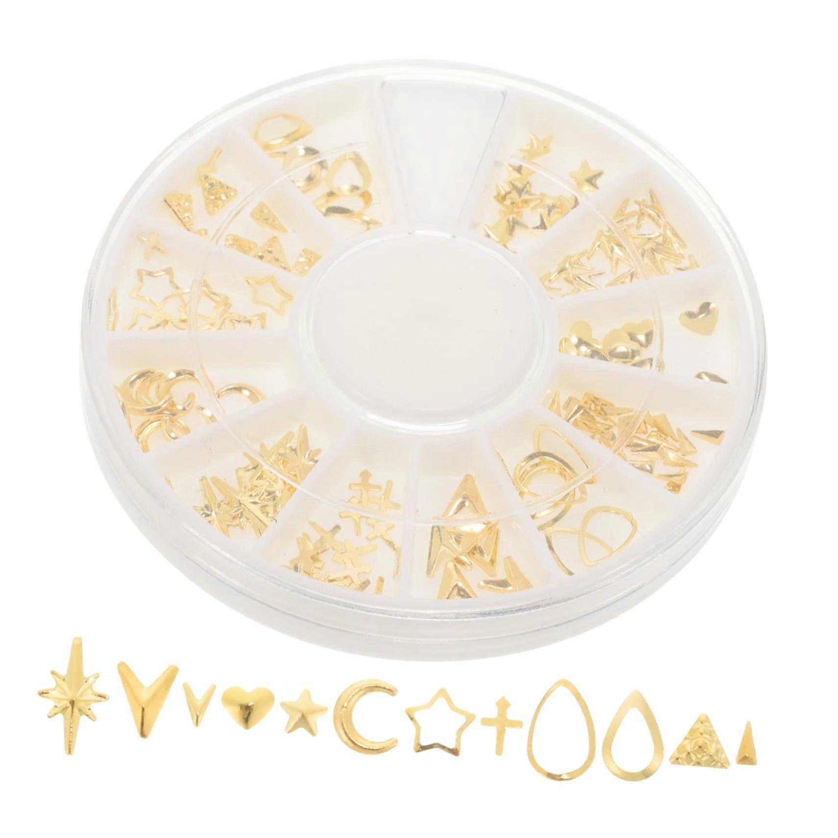 Mini Jewelry Box 120pcs Nail Studs Triangle Circle Square Frames for Creative Nail Art