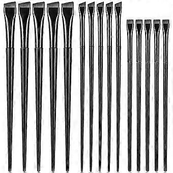 Set di 15 pennelli per sopracciglia angolati, pennelli per eyeliner, pennelli piatti, pennelli per sopracciglia piatti e affusolati