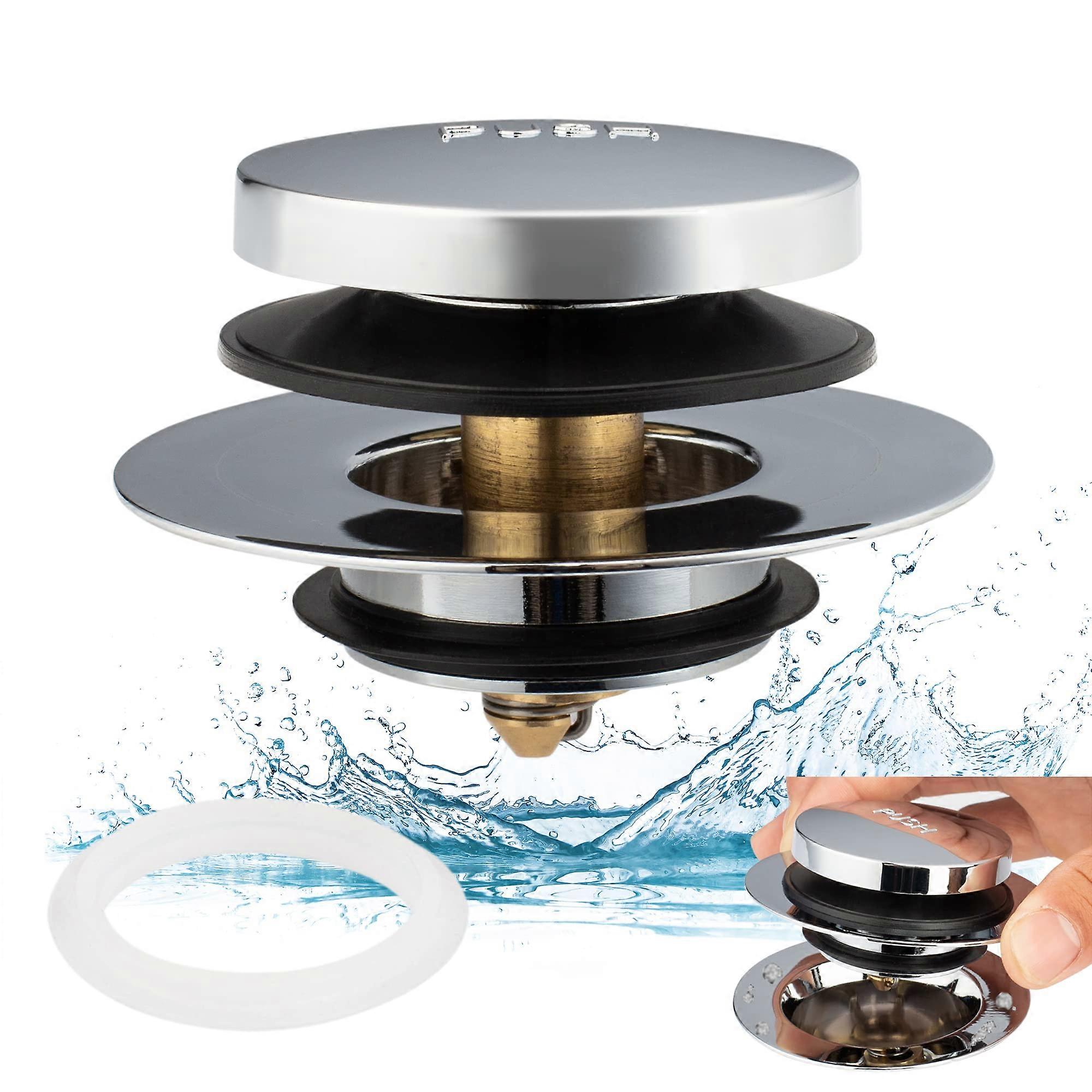 Universal Chrome Bathtub Drain Stopper and Cover, Easy Install Tip Toe Replacement for Tubs