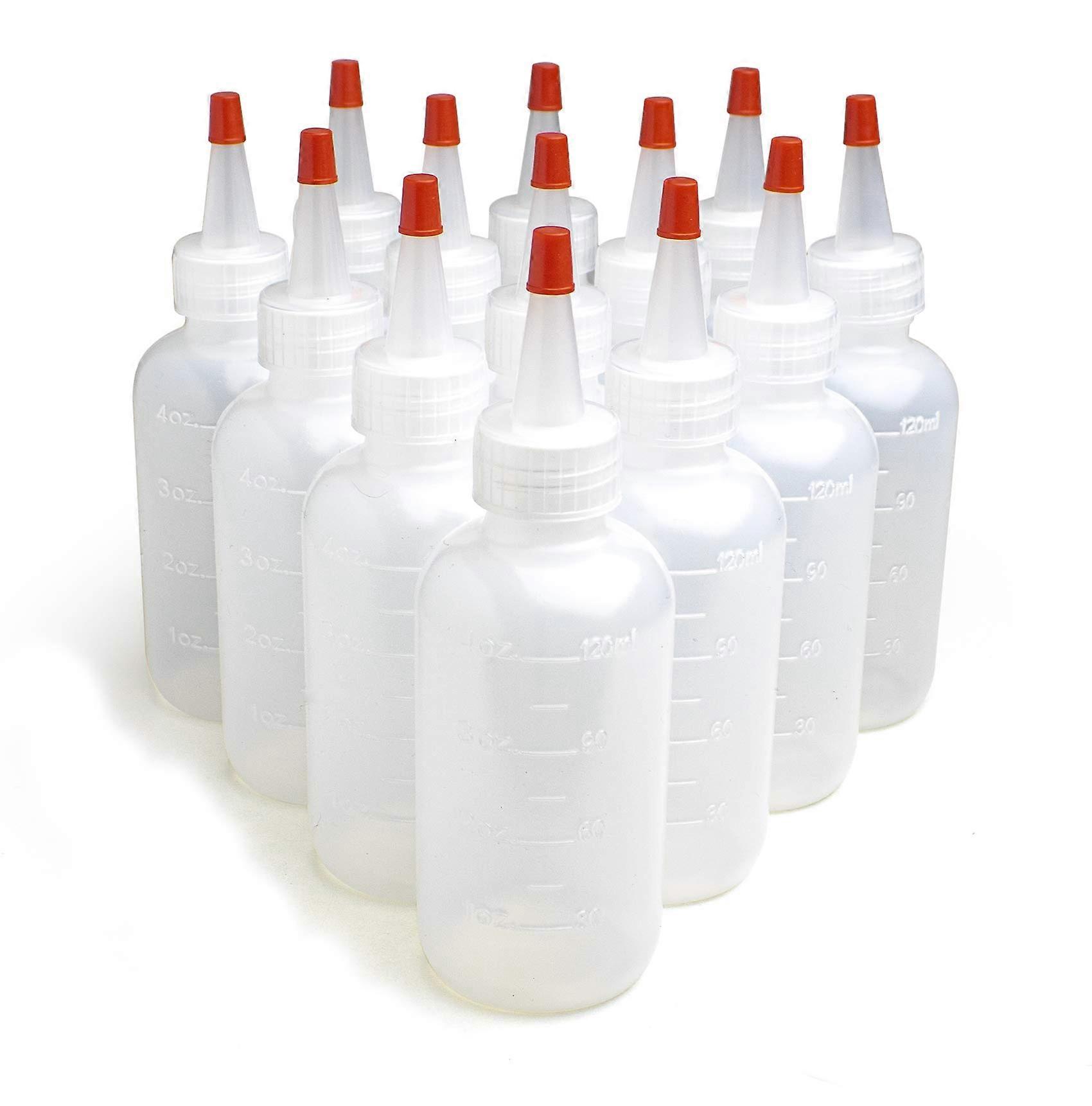 13 Pack 4oz Plastic Squeeze Bottles with LeakProof Red Tip Caps for Condiments, Crafts and More Ref:6105
