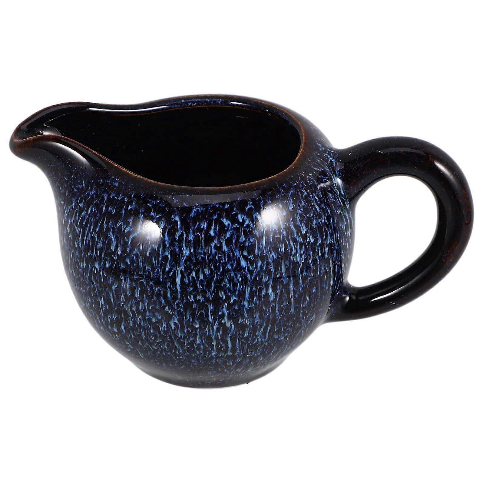 Ceramic Milk Pitcher with Handle for Coffee and Syrup, Small MultiUse Creamer Jug with Spout