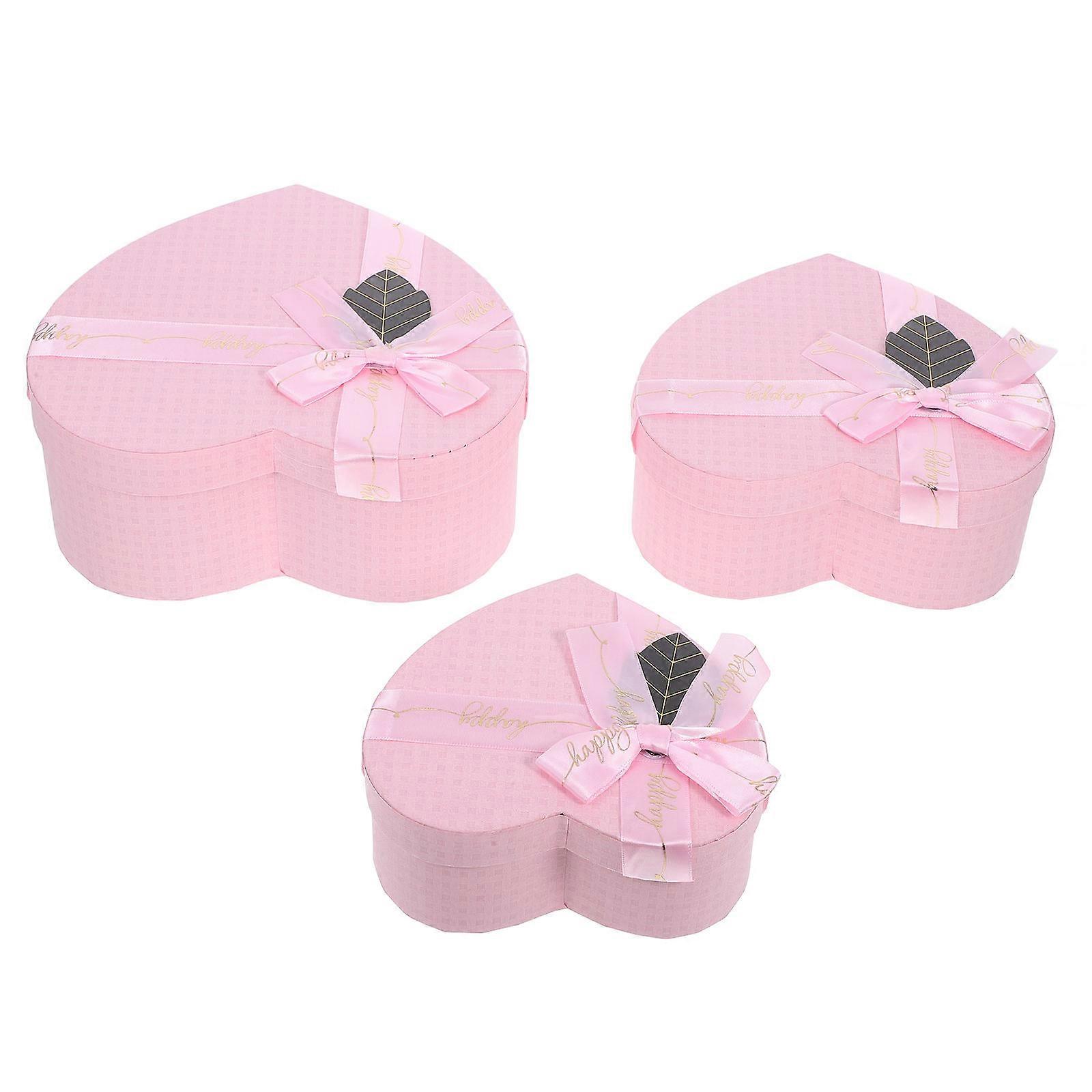 Gift Heart Shaped Box for Gift 3Pcs Decorative Candy Packaging Boxes