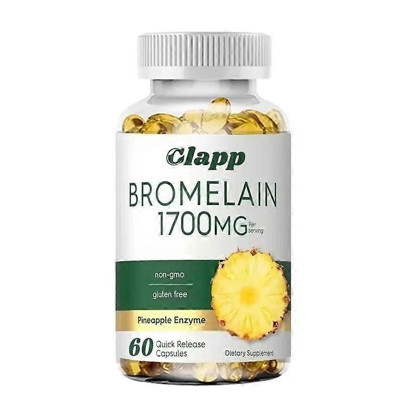 CLAPP Bromelain 1700mg Supplement Capsules  Digestive Support, 60 Counts