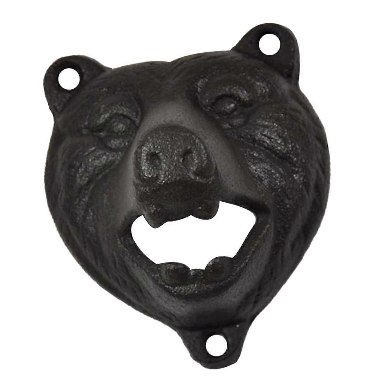 Cast Iron Wall Mounted Bottle Opener Bear Design Durable Decorative Beer Cap Remover