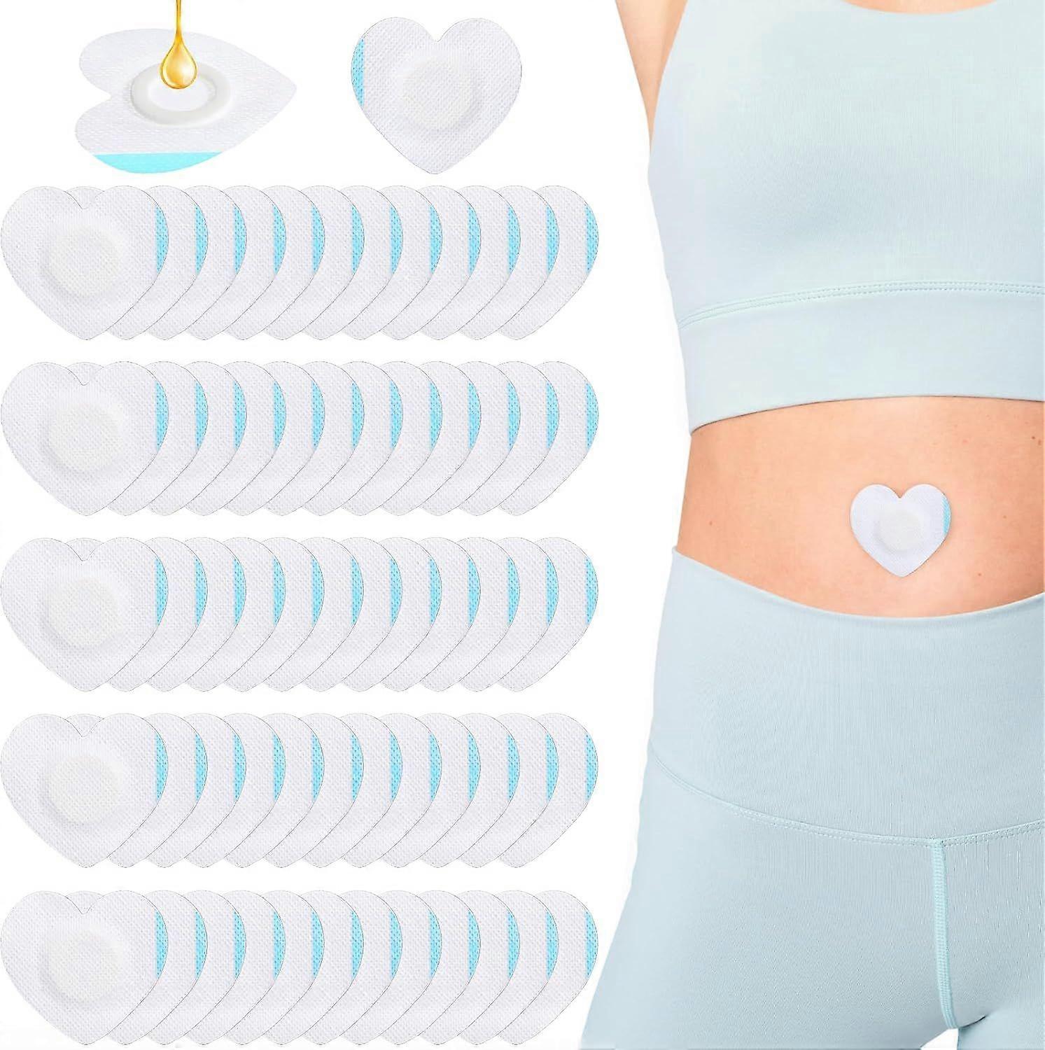 60pcs Caster Oil Patch,Self-Adhesive Heart Disposable Belly Button Patch Cover
