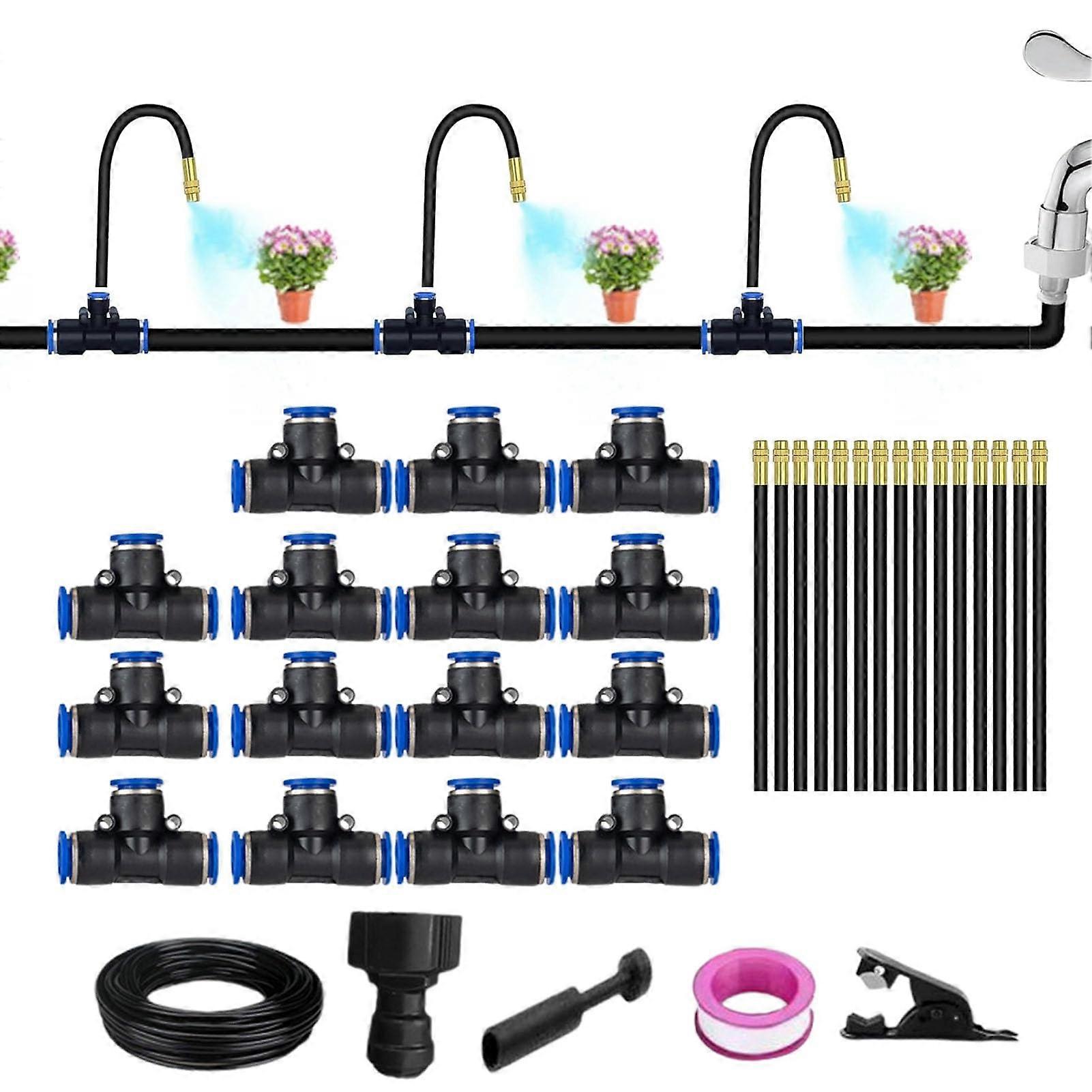 Automatic Drip Irrigation Kit 49FT with Adjustable Spray and Leakproof Connectors for Garden