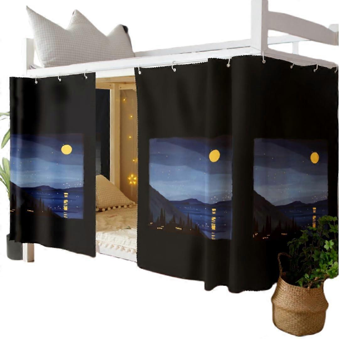 Bunk Bed Privacy Curtain Set, Light Blocking Breathable Panels for Dorm or Loft, 2 Pieces