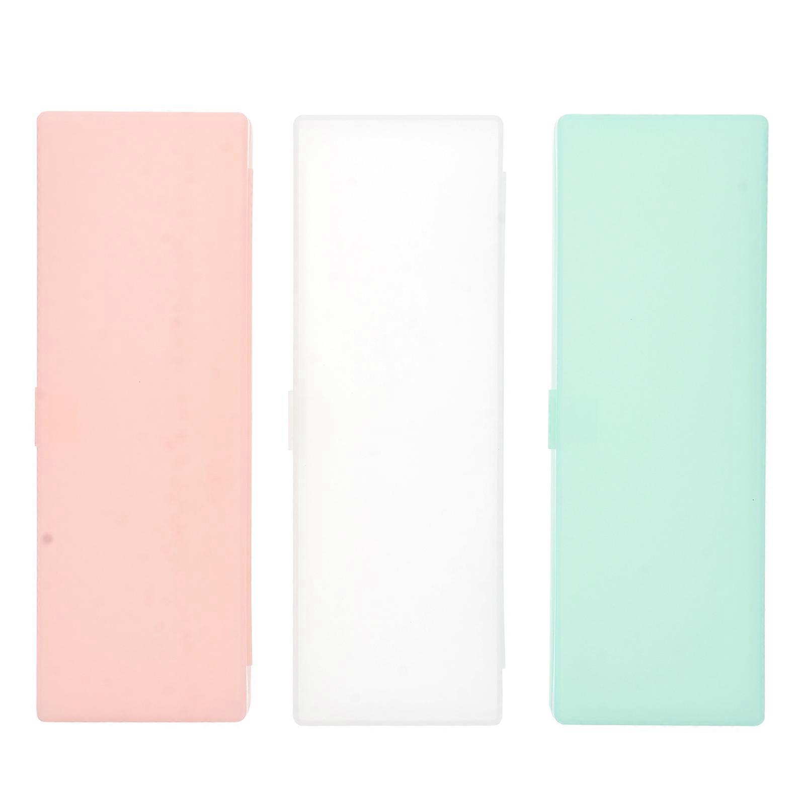 Plastic Pencil Case Creative Pencil Box for Storage 3Pcs Assorted Color Translucent