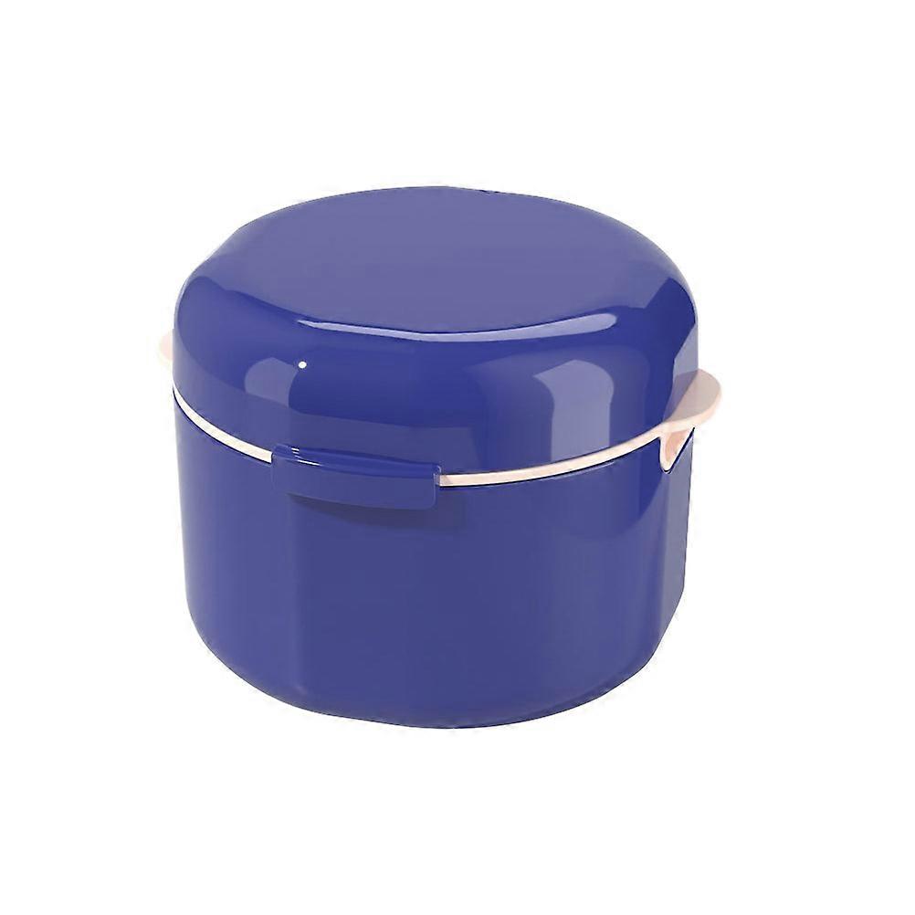 Denture Bath Case Hollow Design Denture Cleaning Case for Storage Blue