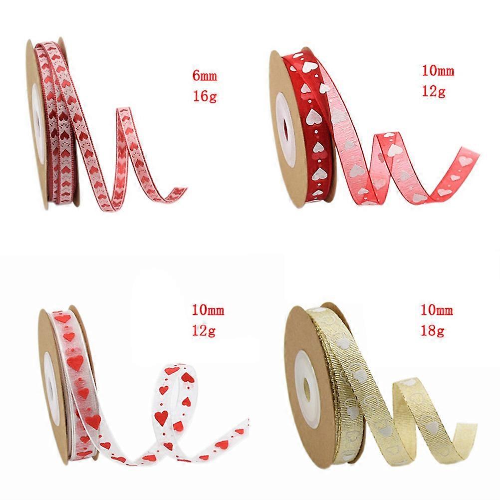 Heart Printed Ribbon Polyester for Gift Wrapping 1 Roll with Multi Color Pattern