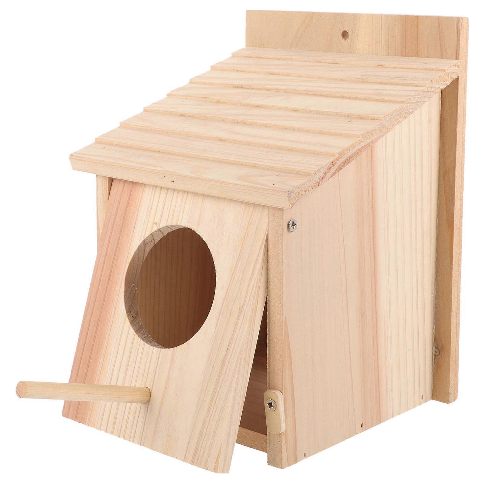 Small Bird Nesting Box Wooden Bird House for Nesting with Rope