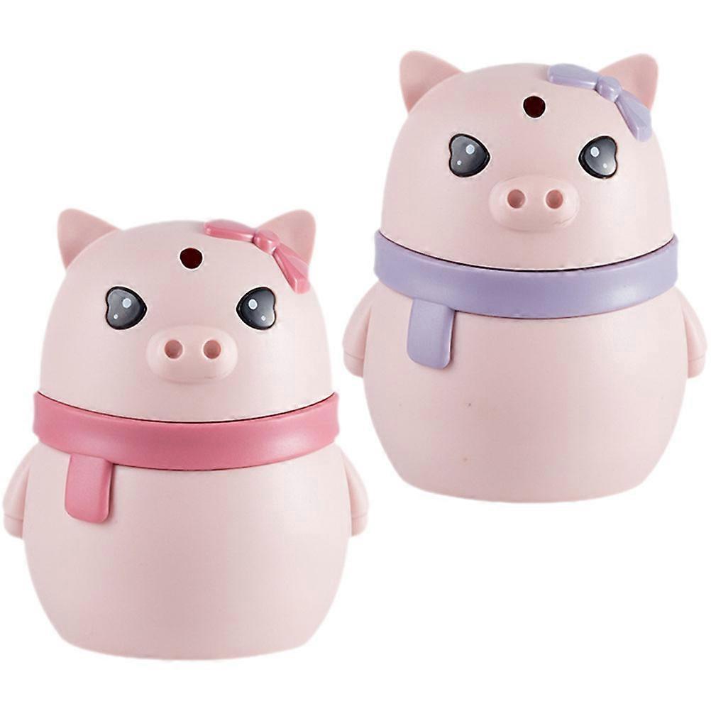 Toothpick Holder Plastic Pink Cartoon Pig for Storage 2Pcs Set