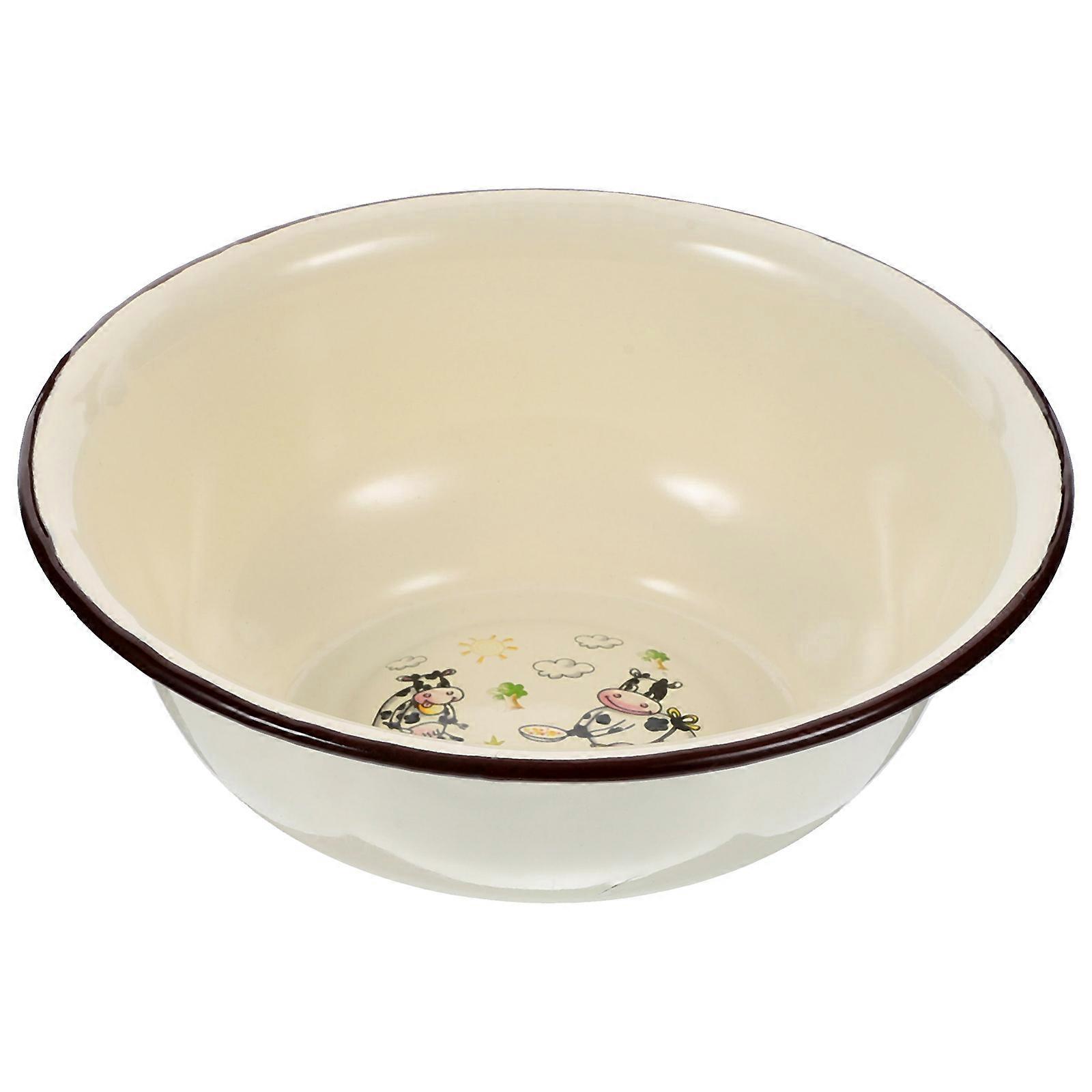 Home Use Enamel Basin for Multipurpose Tasks Old-Fashioned Beige Basin
