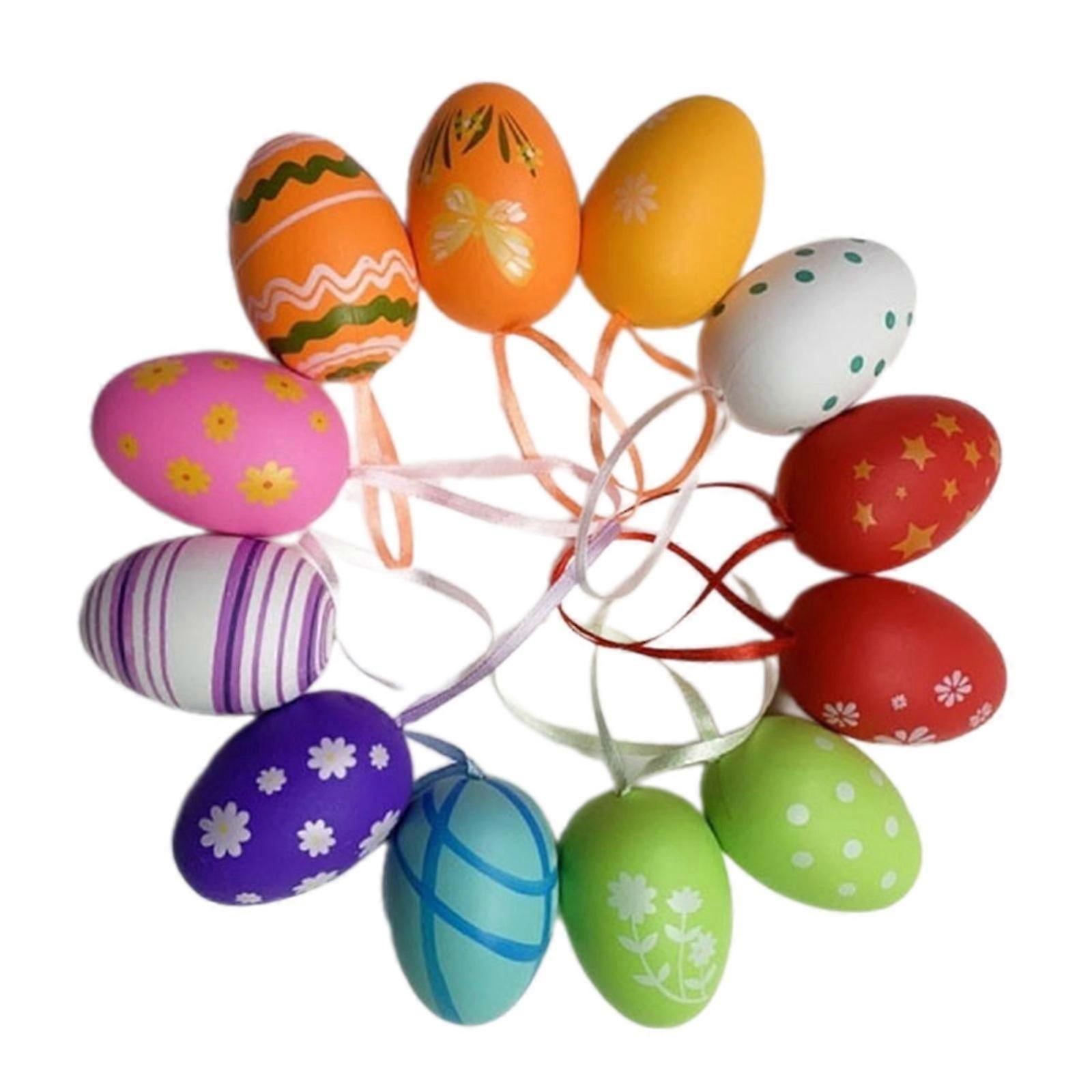 Easter Eggs Painting Set Creative Easter Decorations Tree Hanging Pendants Ornaments DIY Various Pattern