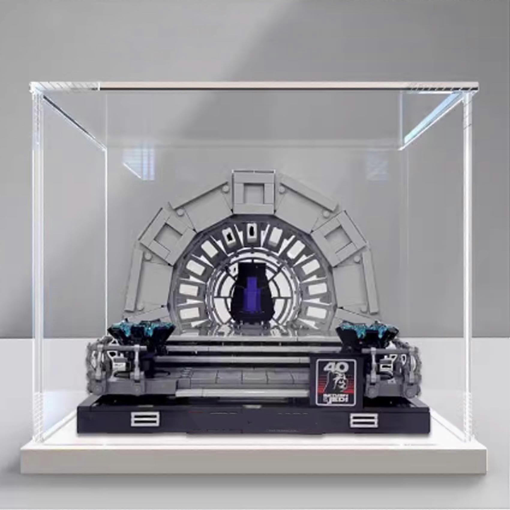 Acrylic Display Case for  75352 Emperor's Throne, Dustproof Clear Box with White Base