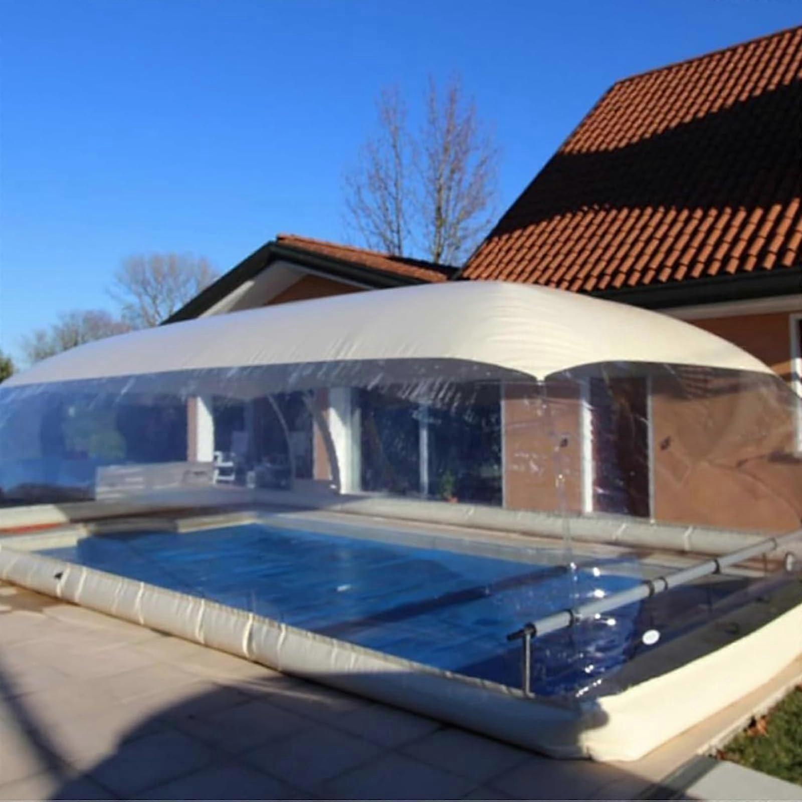 Uppblåsbart pooltält 6x3m bubbelpoolskydd för ovanmarkspooler utomhus