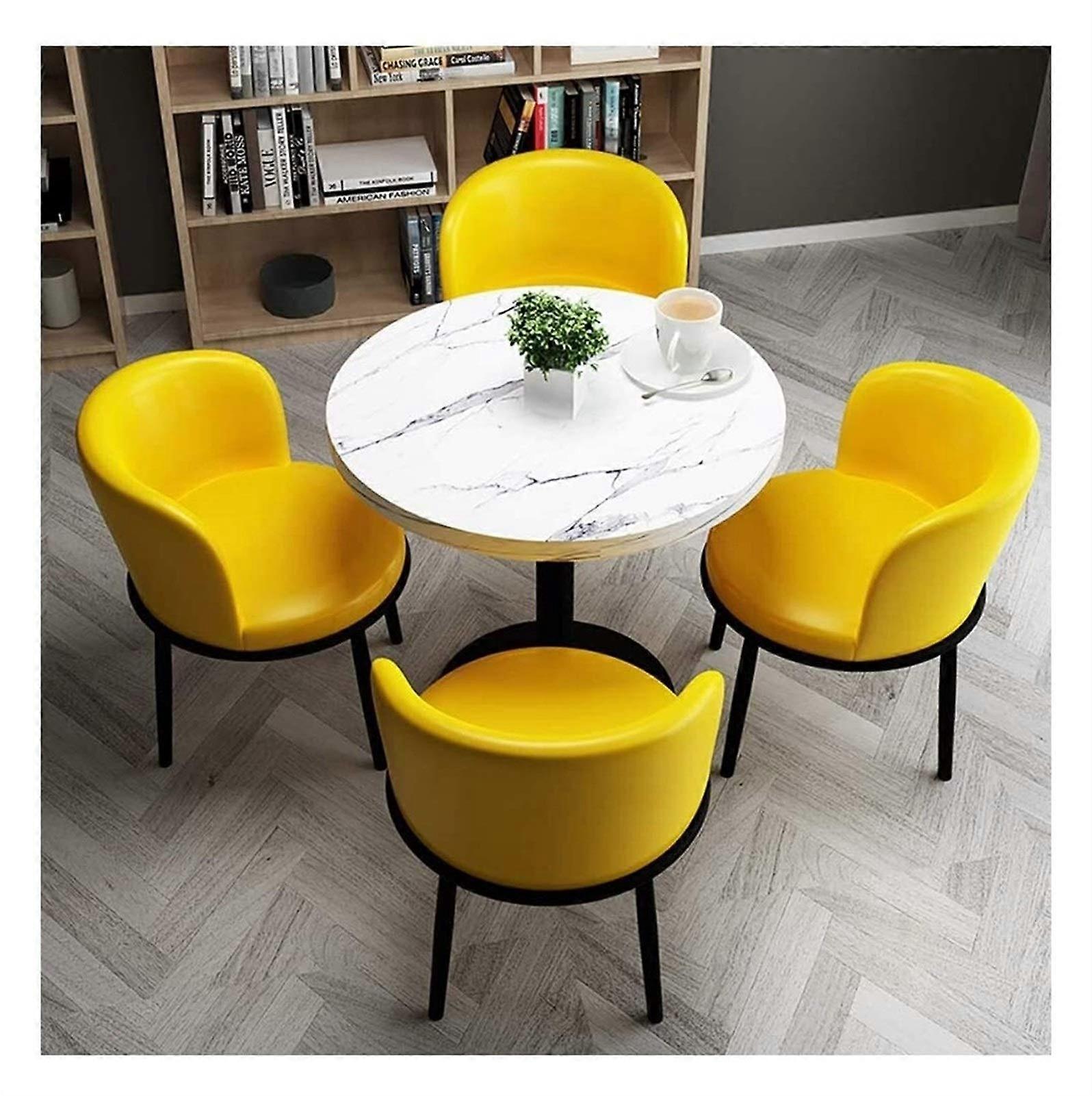 Modern Solid Wood Dining Table Set with SpaceSaving Round Design for Office, Kitchen and Reception