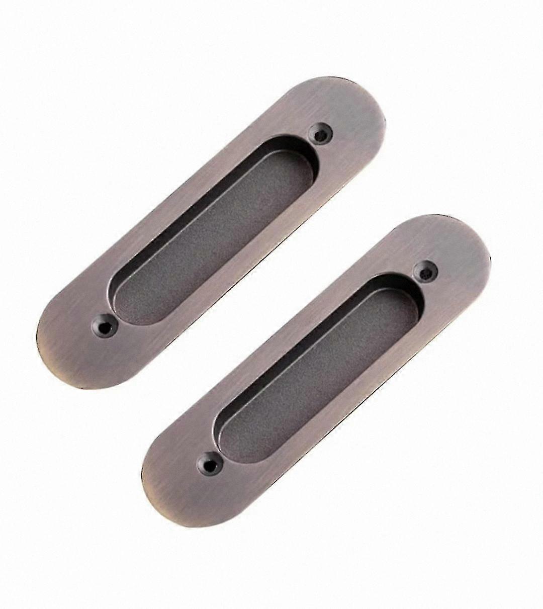 Concealed Oval Sliding Door Pulls (2 Pack, Brushed Finish)