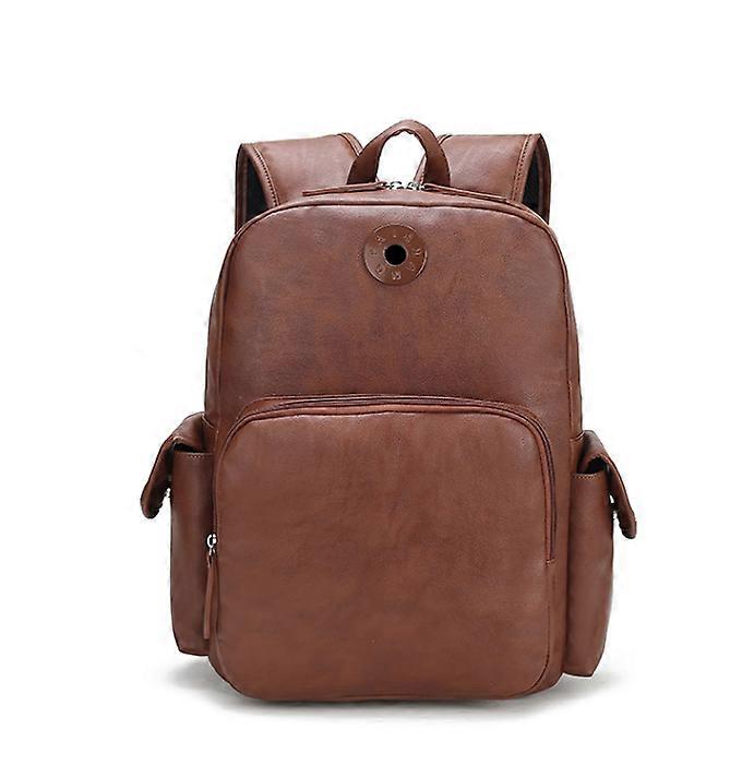 Premium Classic Leather Slim Backpack, Cognac