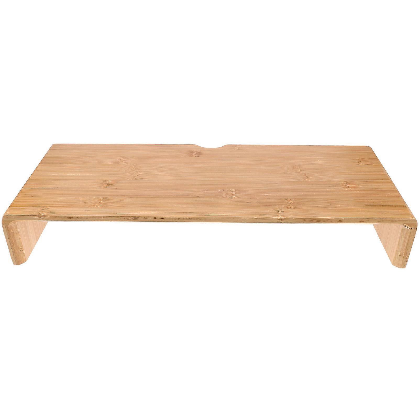 Monitor Riser Stand Bamboo Computer Desk Shelf for Storage Use Beige