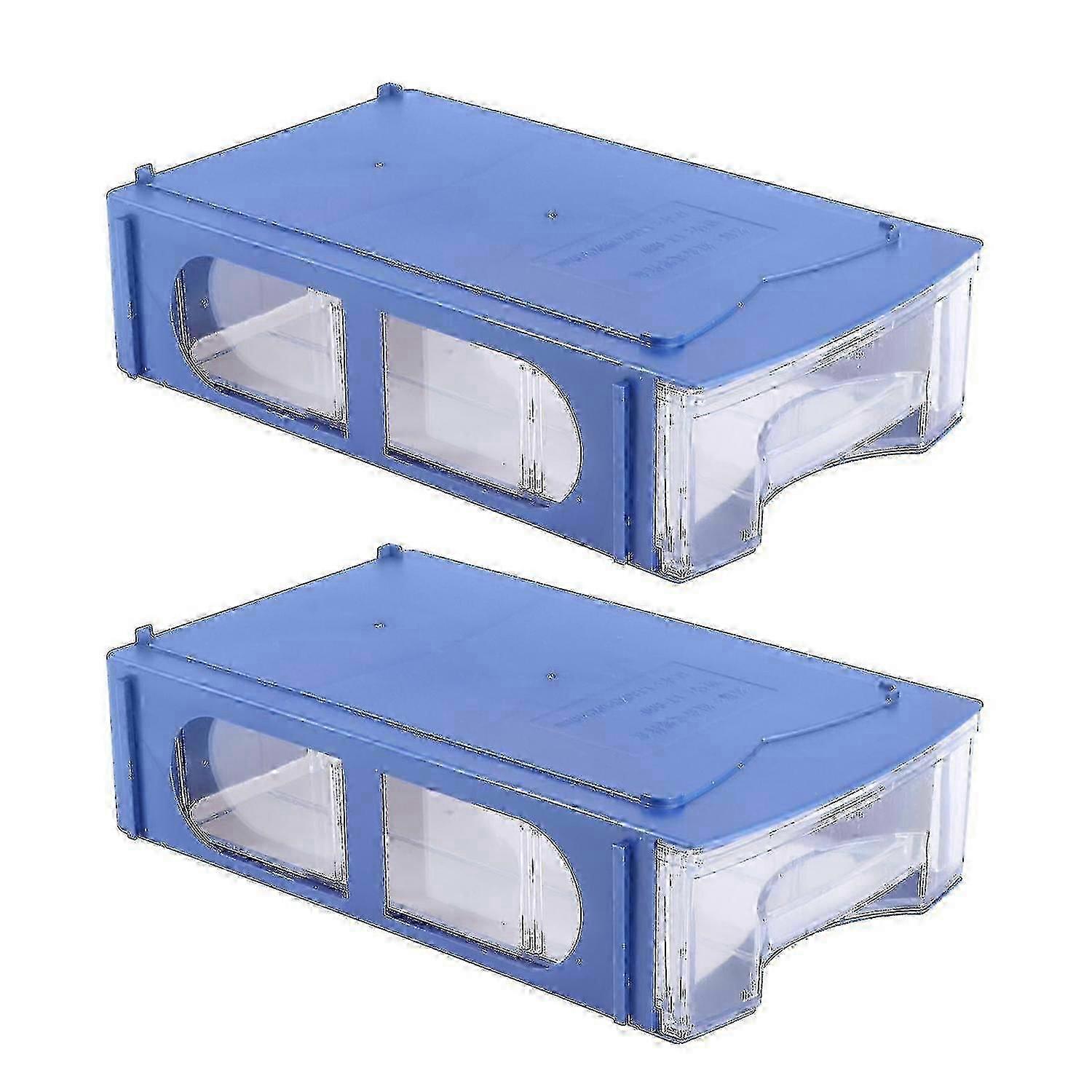 2pcs Drawer Design Plastic Storage Box Component Storage Container (Blue)