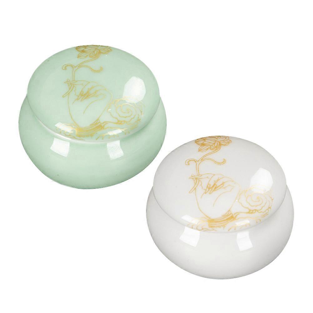 Mini Ceramic Lip Cream Jars for Cosmetics Storage 2Pcs Chic Storage Pots