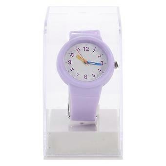 Childrens Watches For Girls Delicate Children Watch School Exam Lavender Round Shape Rubber Material 1Pack
