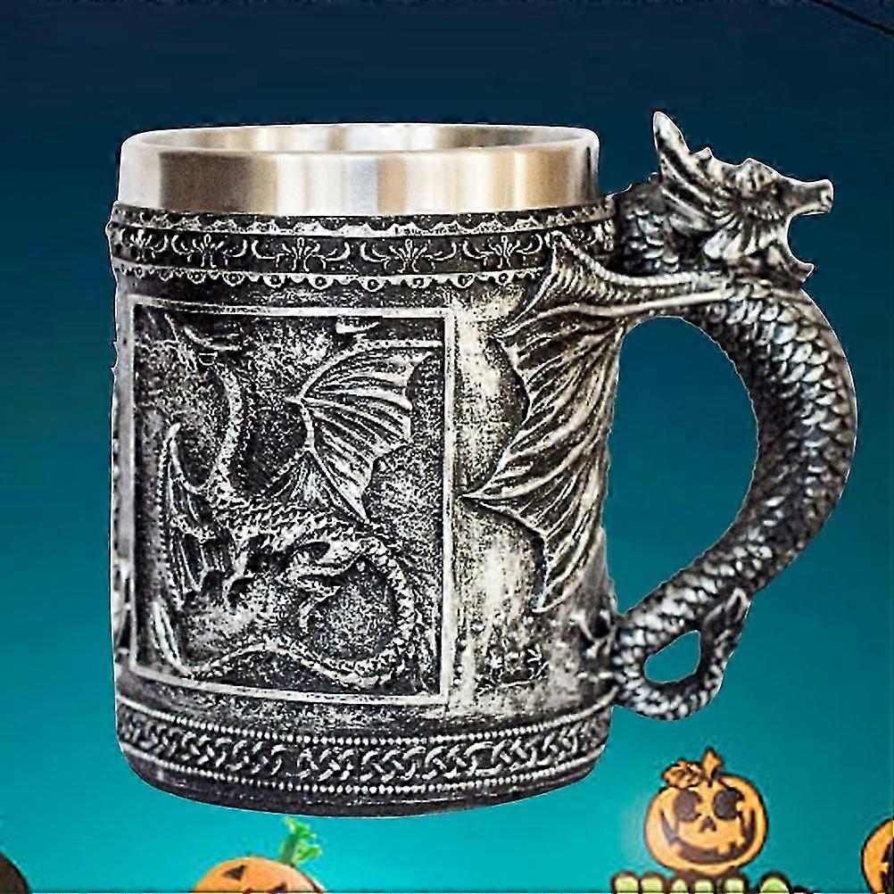 Skull Pattern Cup 3D Resin Design for Drinking Silver Mug