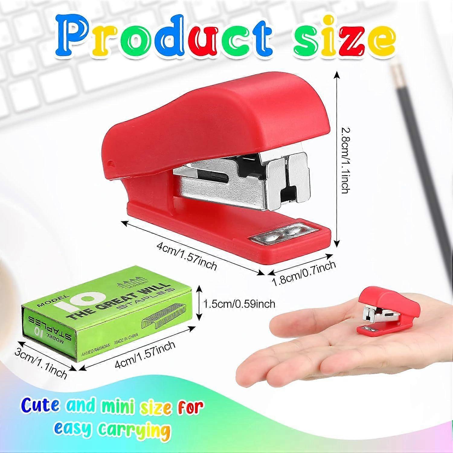 Mini stapler set (with staples), portable mini stapler, multi-colored children's