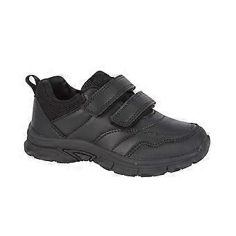 Kids Phantom Boys School Shoes Twin Touch Fastening Black School Uniform Shoes