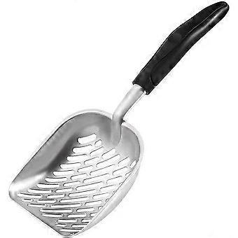 Premium Aluminum Cat Litter Scoop - Ergonomic, Deep Shovel, Anti-Corrosion, Lightweight, Efficient Sifter (Black)