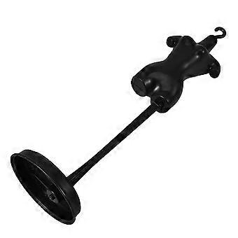 Manequim de boneca em miniatura para exibição, com suporte de plástico preto.