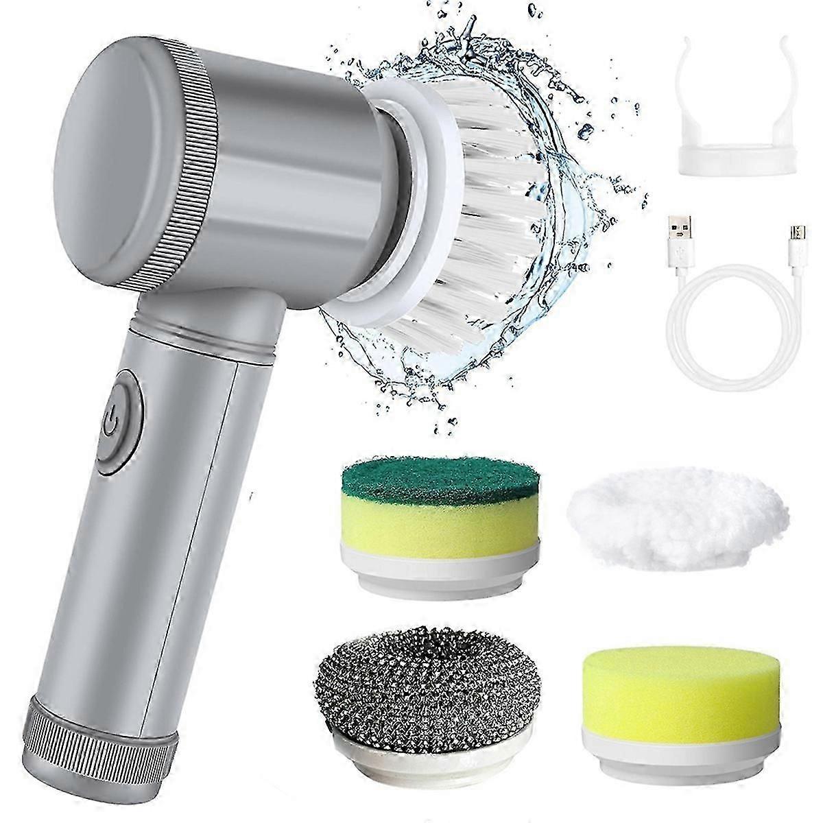 5pcs Handheld Cordless Electric Cleaning Brush for Kitchen Cleaning Tool Multi-Function Automatic C