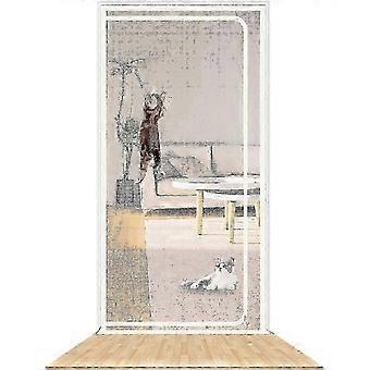 Cat-Proof Screen Door Reinforced Mesh with Zipper Stops Pets Running-gdx
