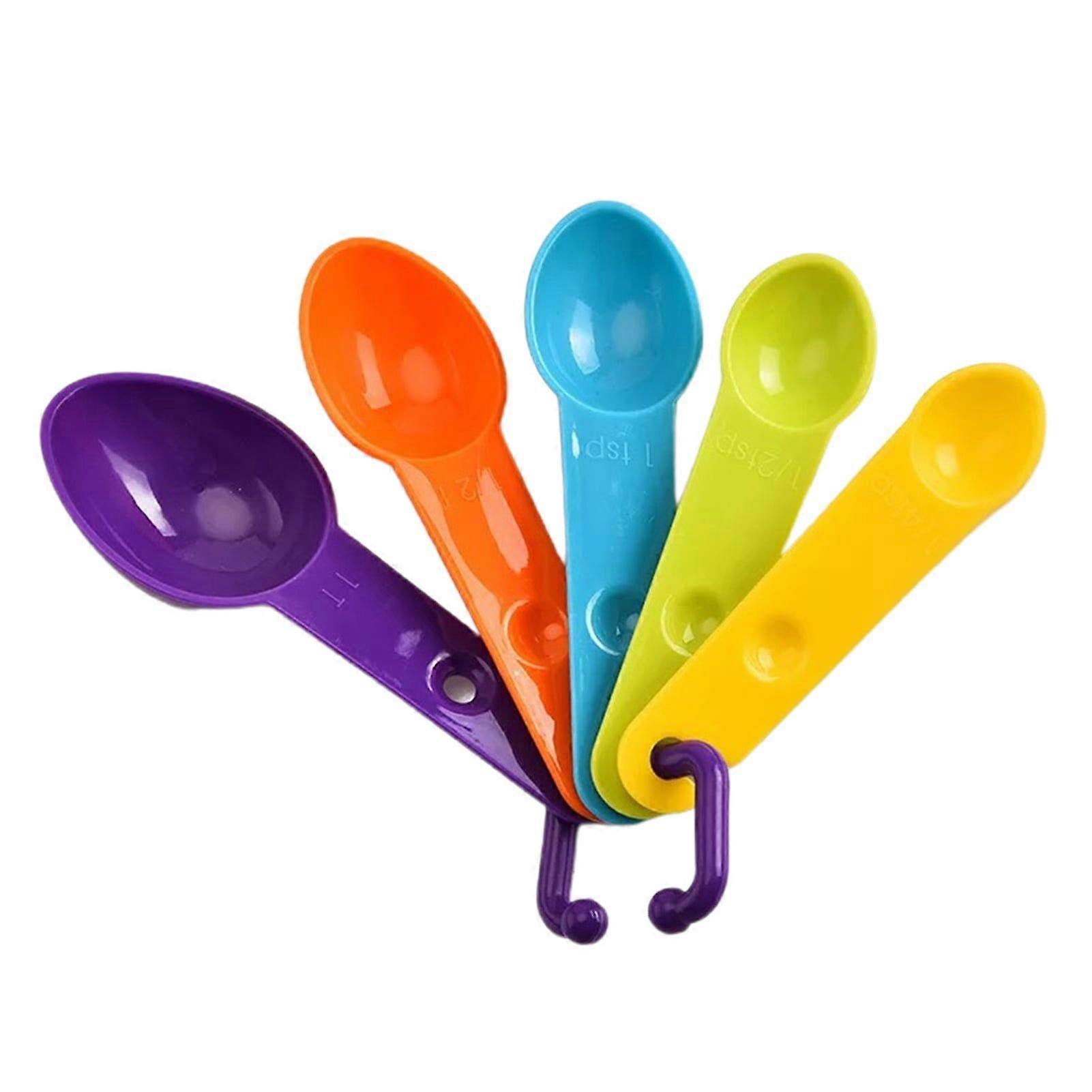 Easy-to-Clean Stackable Plastic Measuring Spoons, Baking Cooking Weighing Scoops