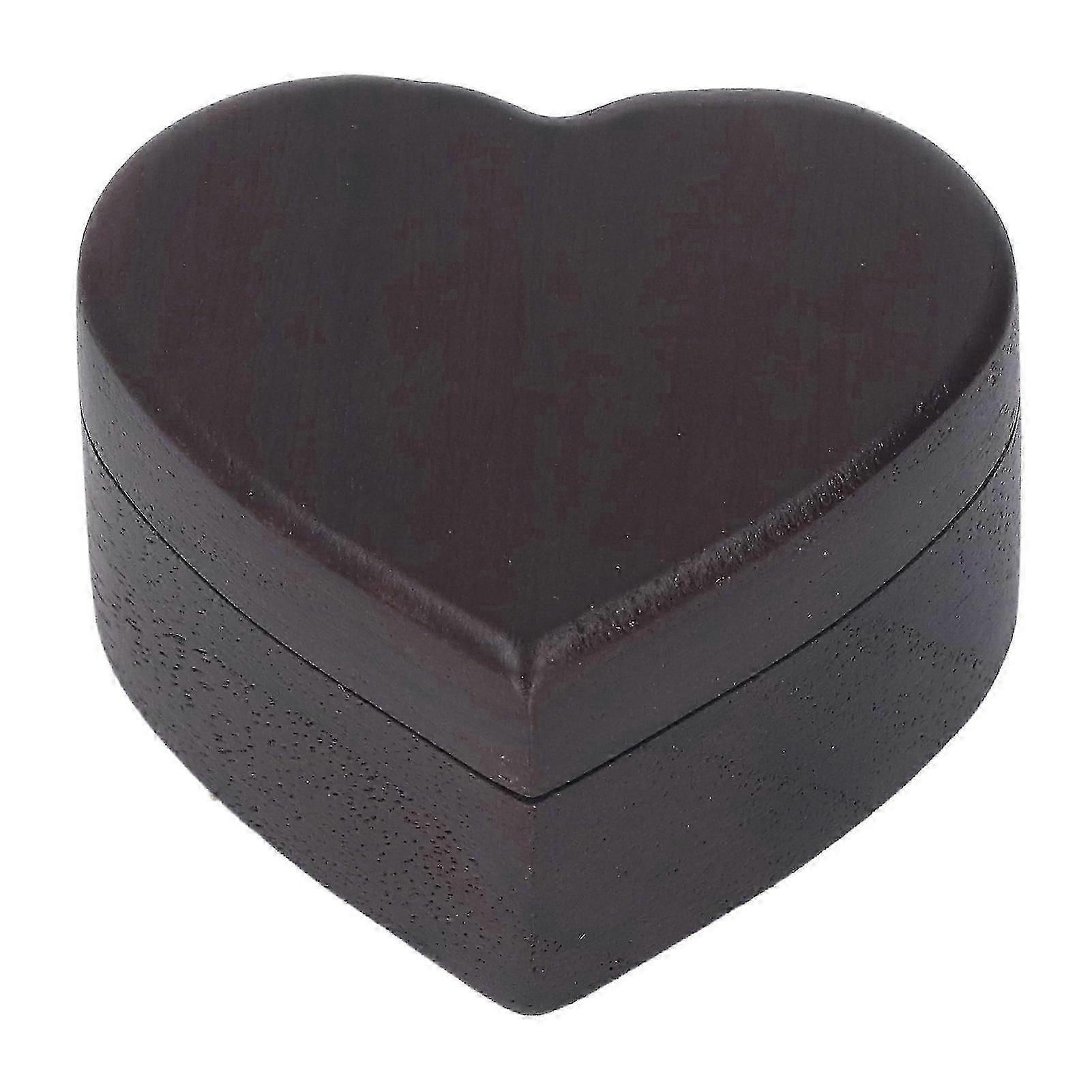 Ring Box Heart Shape Magnet Button Walnut Material Compact Portable Wedding Ring Box for Proposal