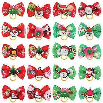 Pet Hair Rings Bowknot Shape Hair Ties for Decoration 20Pcs Dog Cat Ponytail Holder
