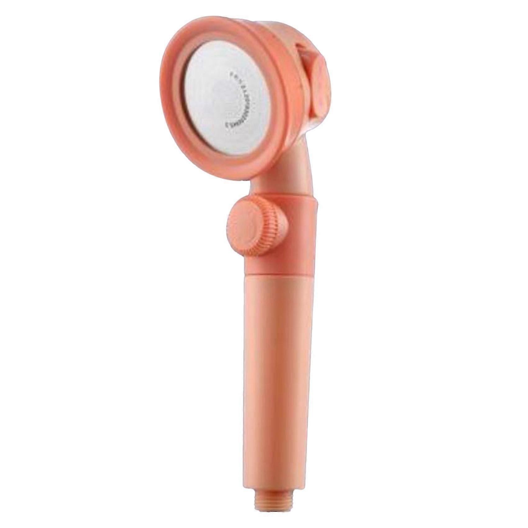 Pressure Shower Head With S  On/Off Button Bathroom(Pink Orange)