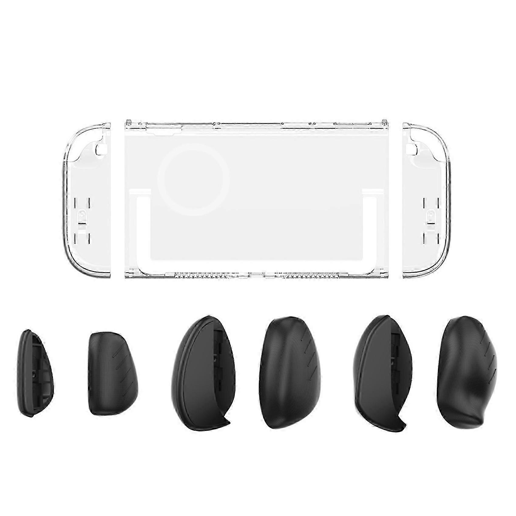 Transparent Shell+Grip Case Kit for Switch2 Game Console Ergonomic Grip Protector Case Shell Cover with Replace Grips D