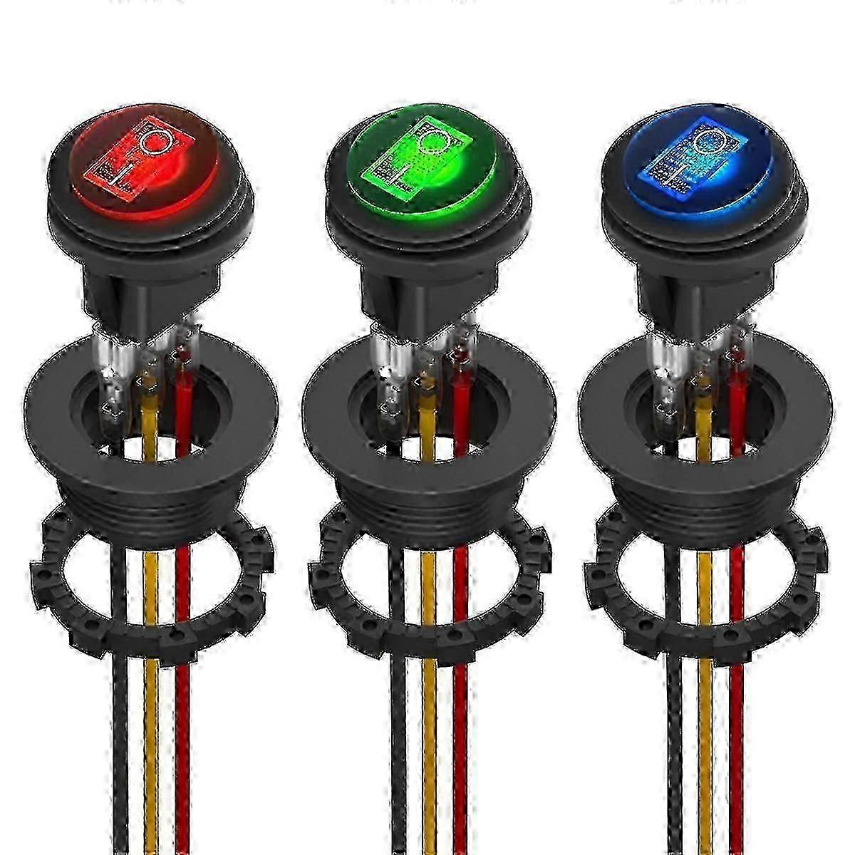 Round Rocker Switch 12V 20A Waterproof Marine Toggle Switch with LED Lighted On Off Function