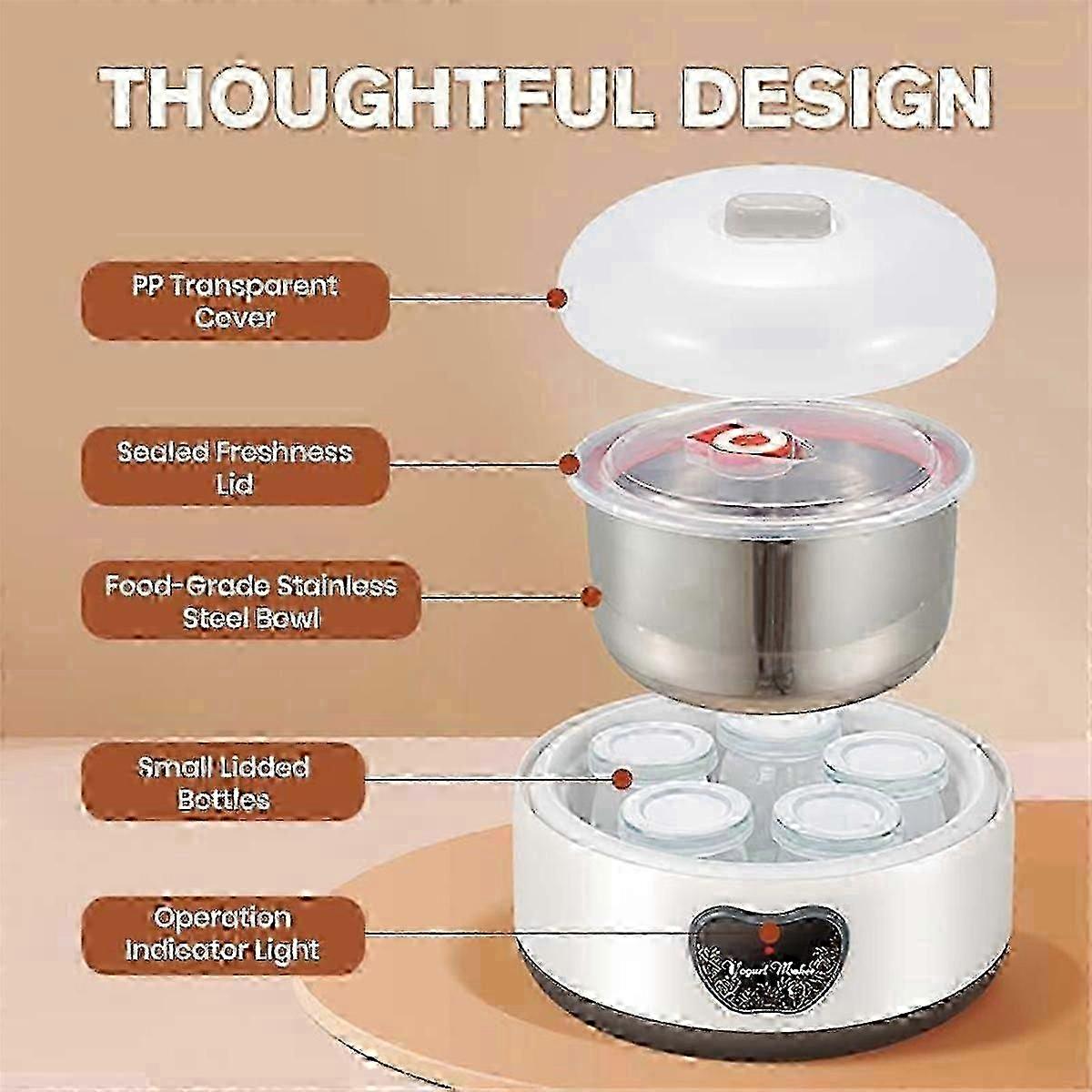 Yogurt maker, 36-hour, adjustable temp & time, EU plug, electric