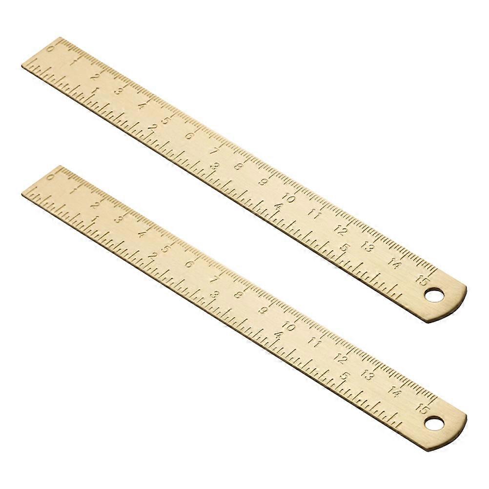Brass Ruler Multi-Function Straight Ruler for Study 2Pcs Household Vintage Bookmark