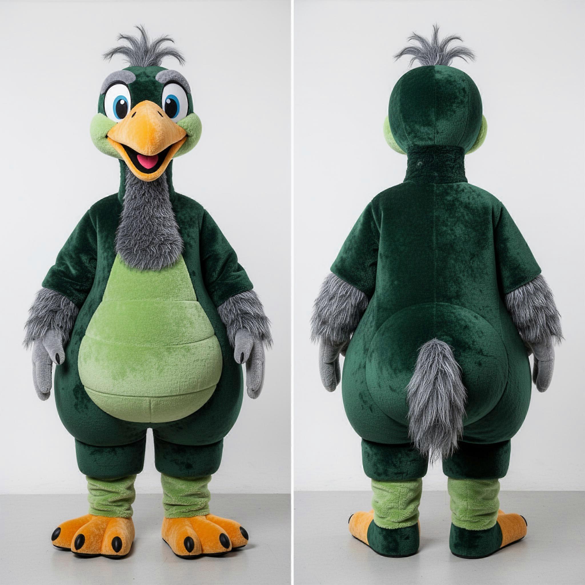 MASTICOT Forest Green Cartoon Emu Mascot