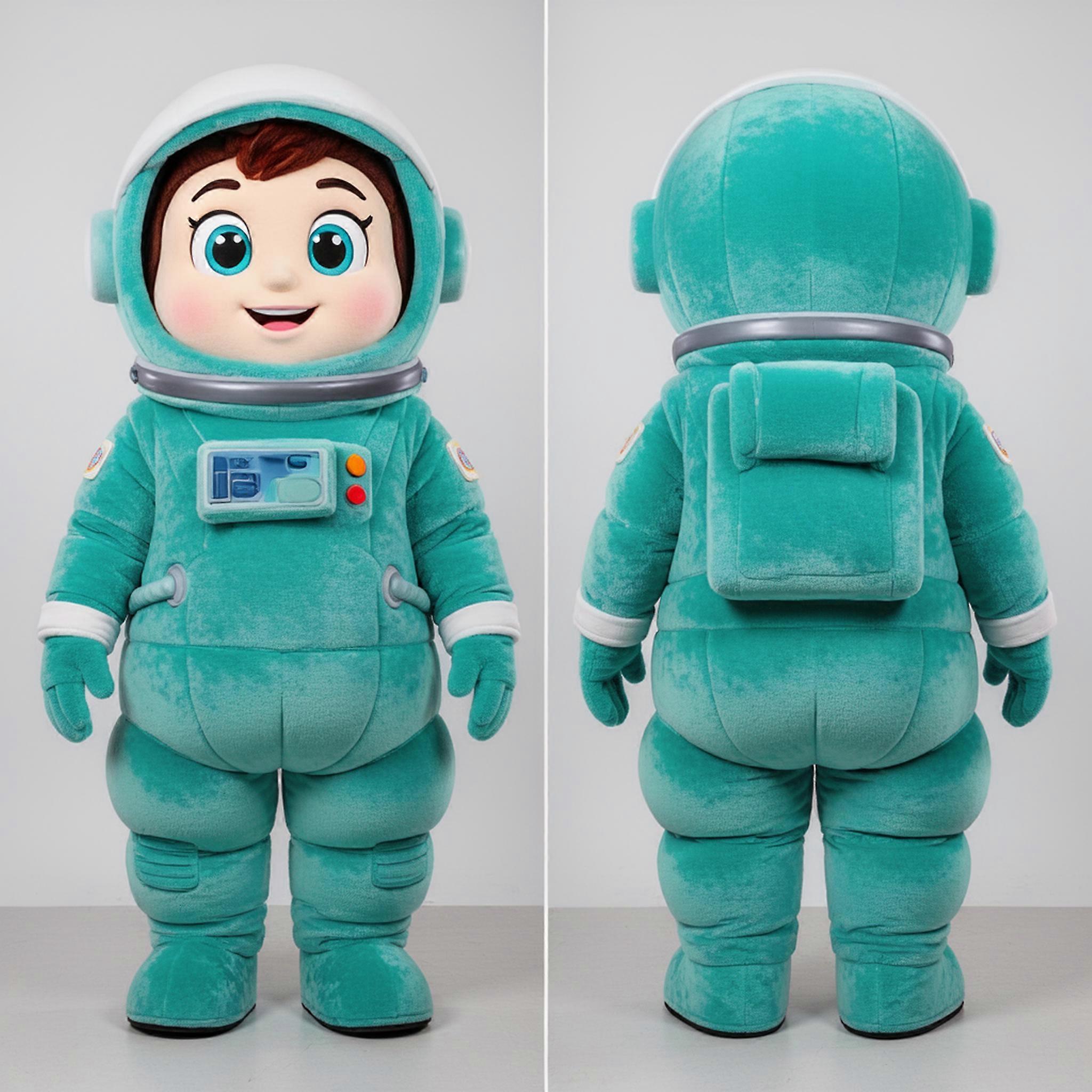 MASTICOT Teal Plush Rounded Astronaut Mascot