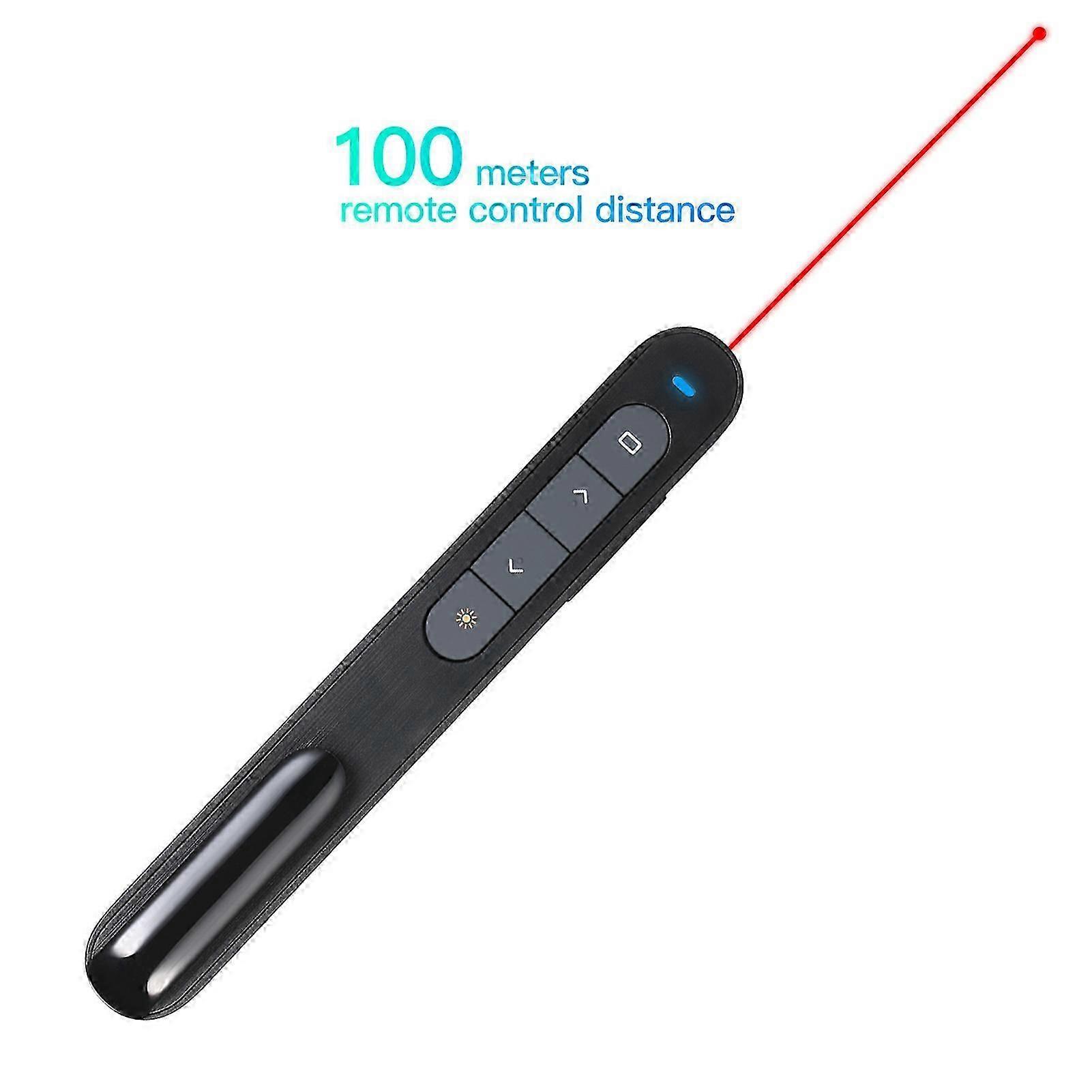 2.4GHz Wireless Powerpoint Presenter Presentation Pointer PPT Clicker with USB Receiver 100 Meters Remote Control Compatible with Windows Android Mac
