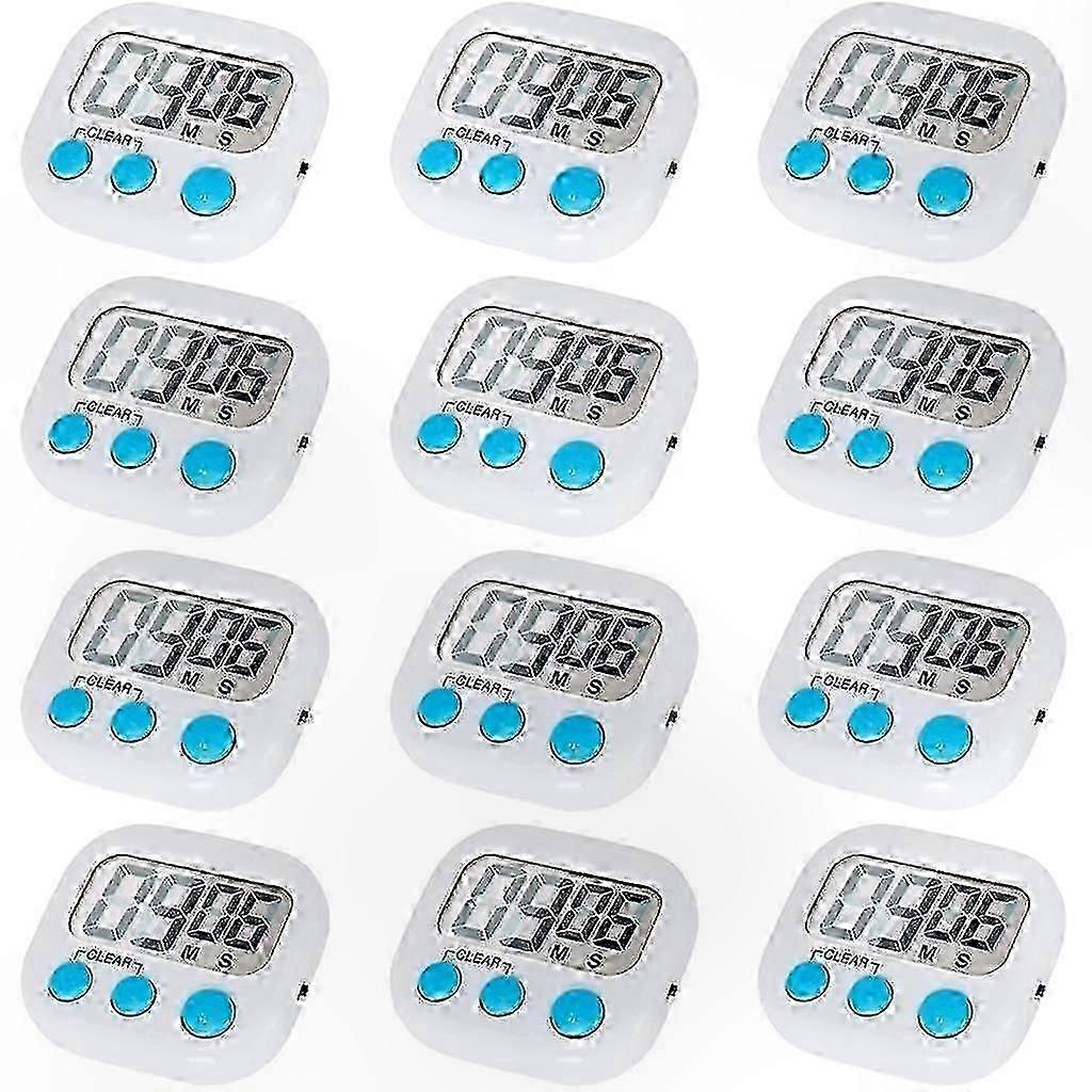 12-Pack Digital Kitchen Timers with On/Off Switch, Loud Alarm Function
